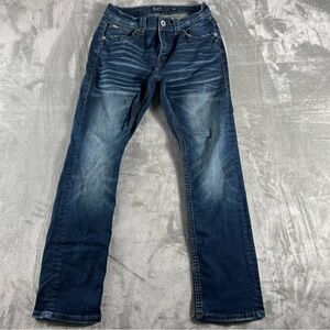 BKE Black Fit No 3 Straight Leg Men's Sz 30S Dark Wash Jeans Stretch Casual